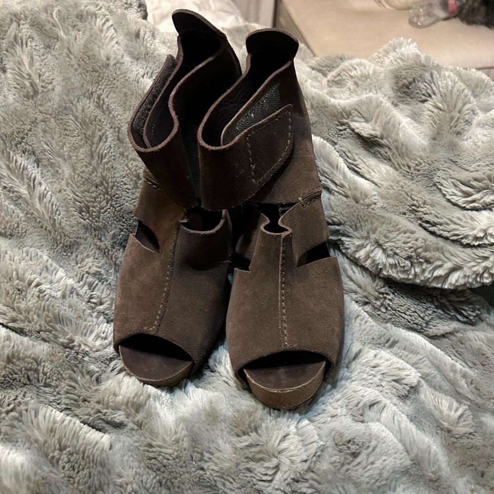 Pedro Garcia Dark Brown Open-Toe Heeled Boots